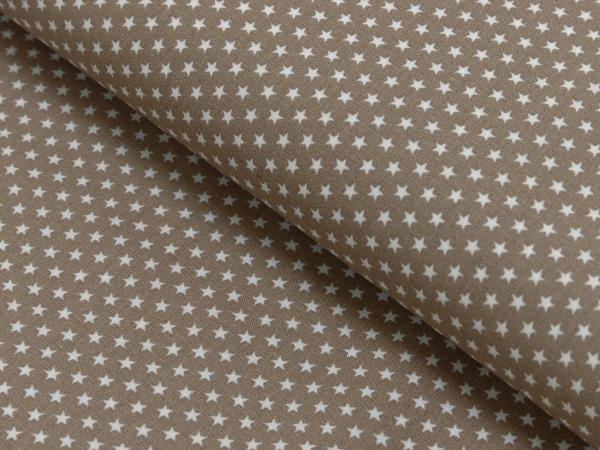 Baumwoll Druck Sterne Camel/ Weiß 2,5 mm